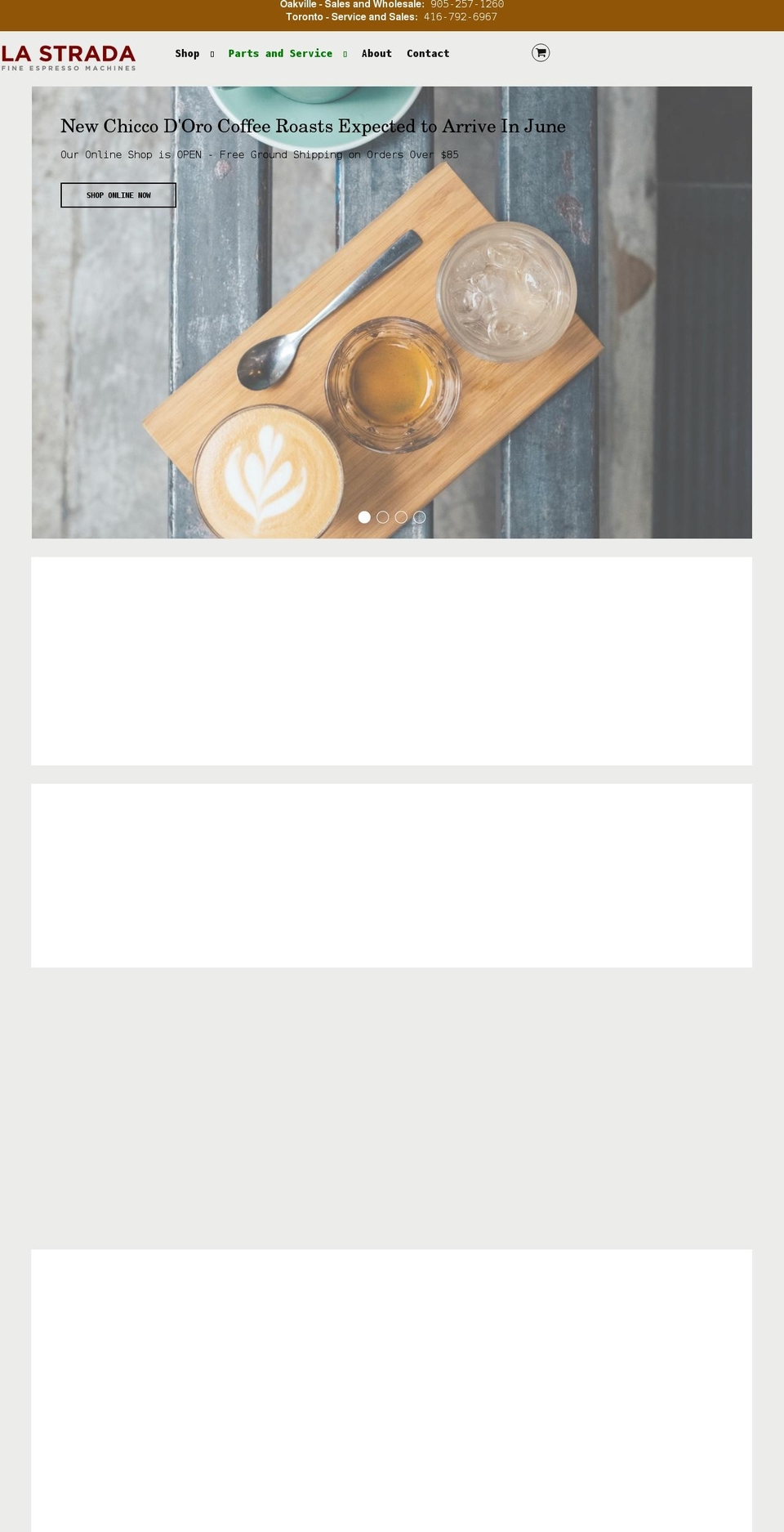 lastradaespressomachines.com shopify website screenshot