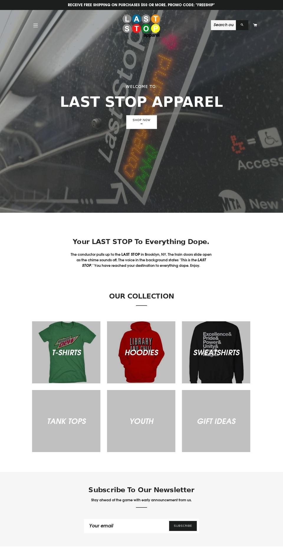laststopapparel.com — Shopify storefront screenshot
