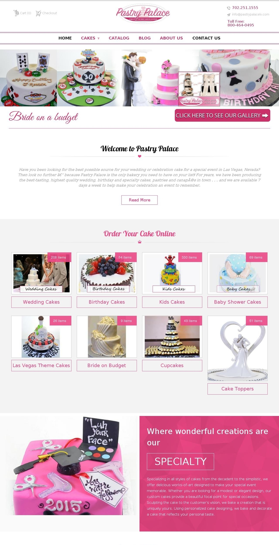 lasvegascakesonline.com shopify website screenshot
