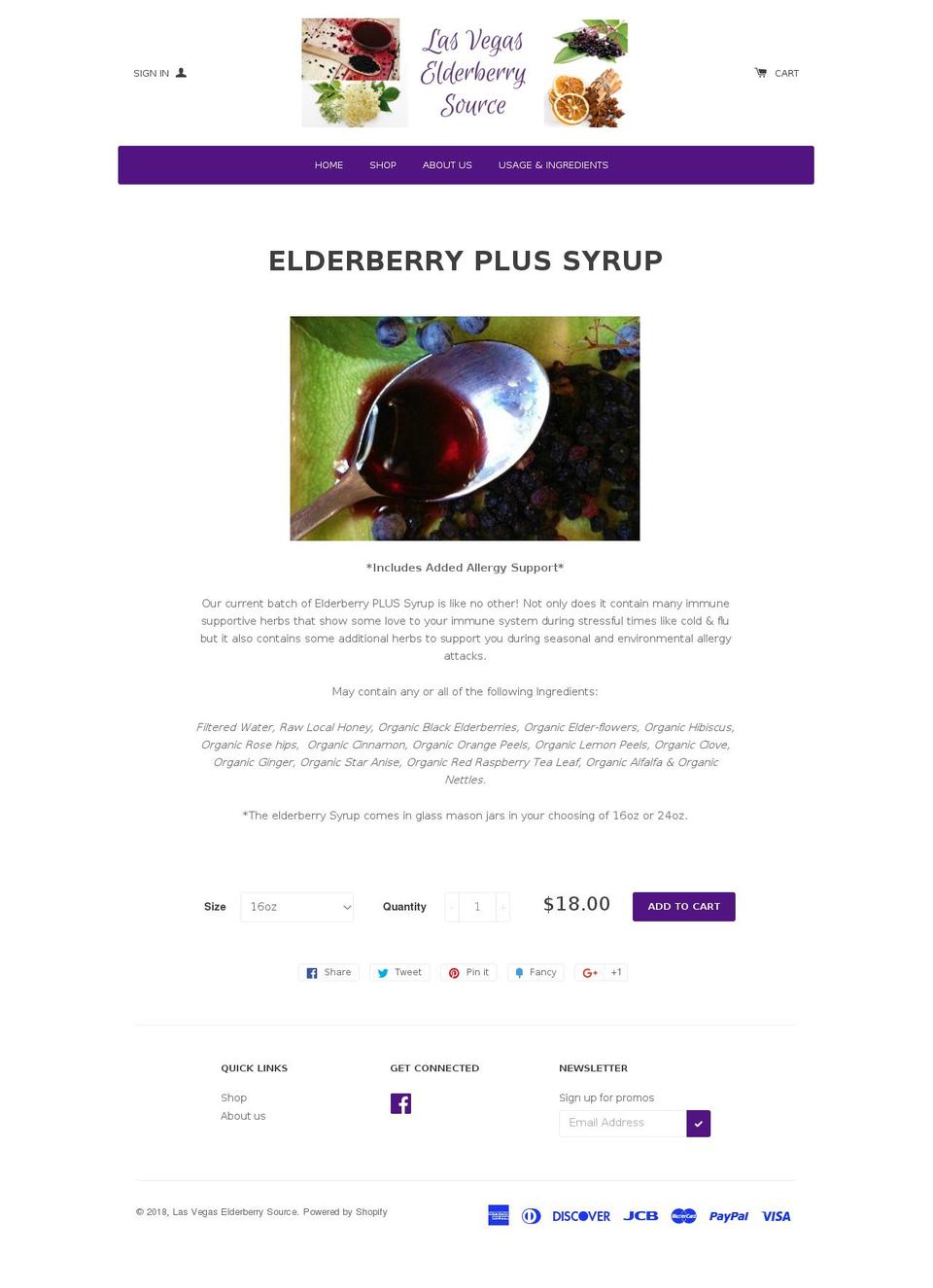 lasvegaselderberrysource.com shopify website screenshot
