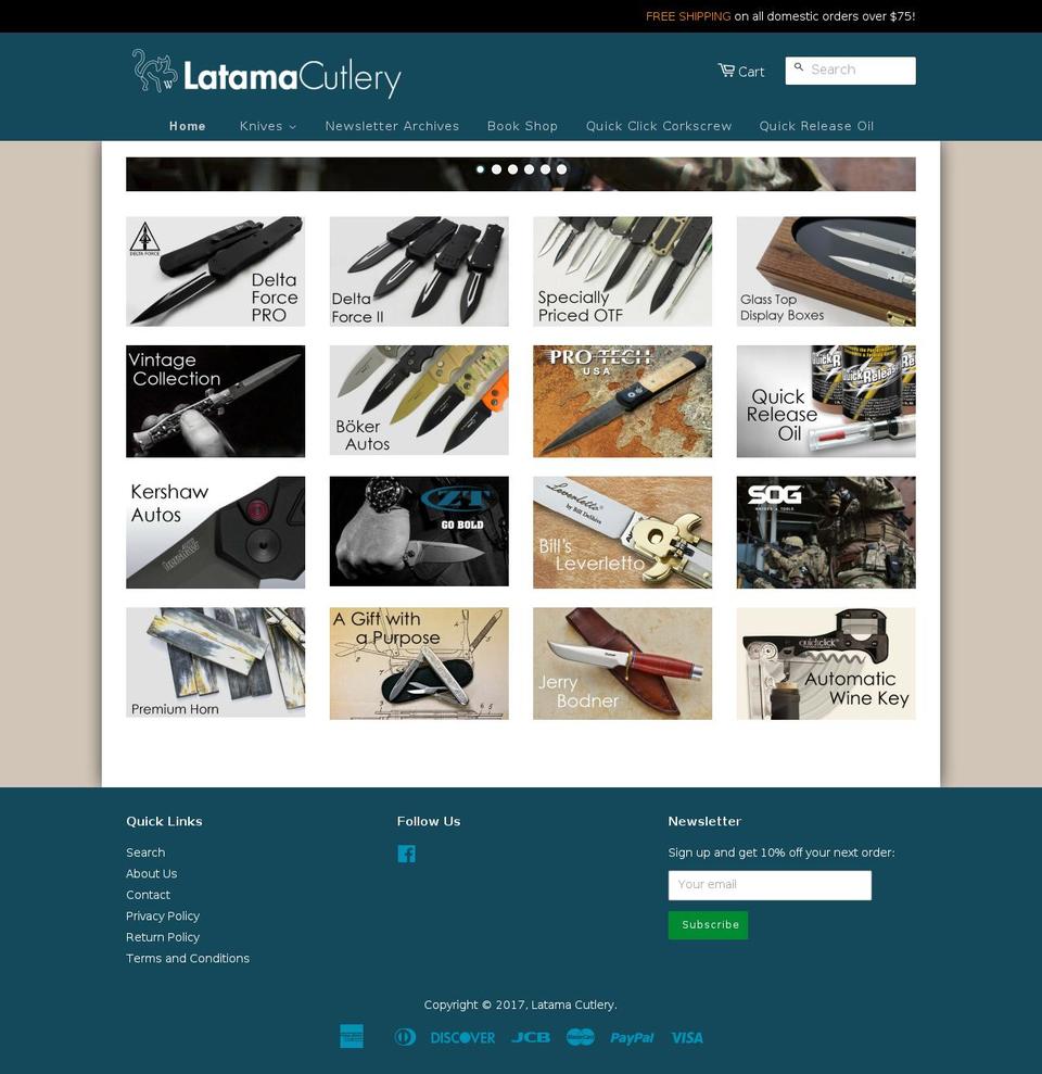 latama.com shopify website screenshot