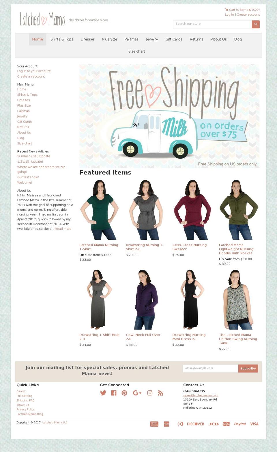 20161111 Shopify theme site example latchclothing.com