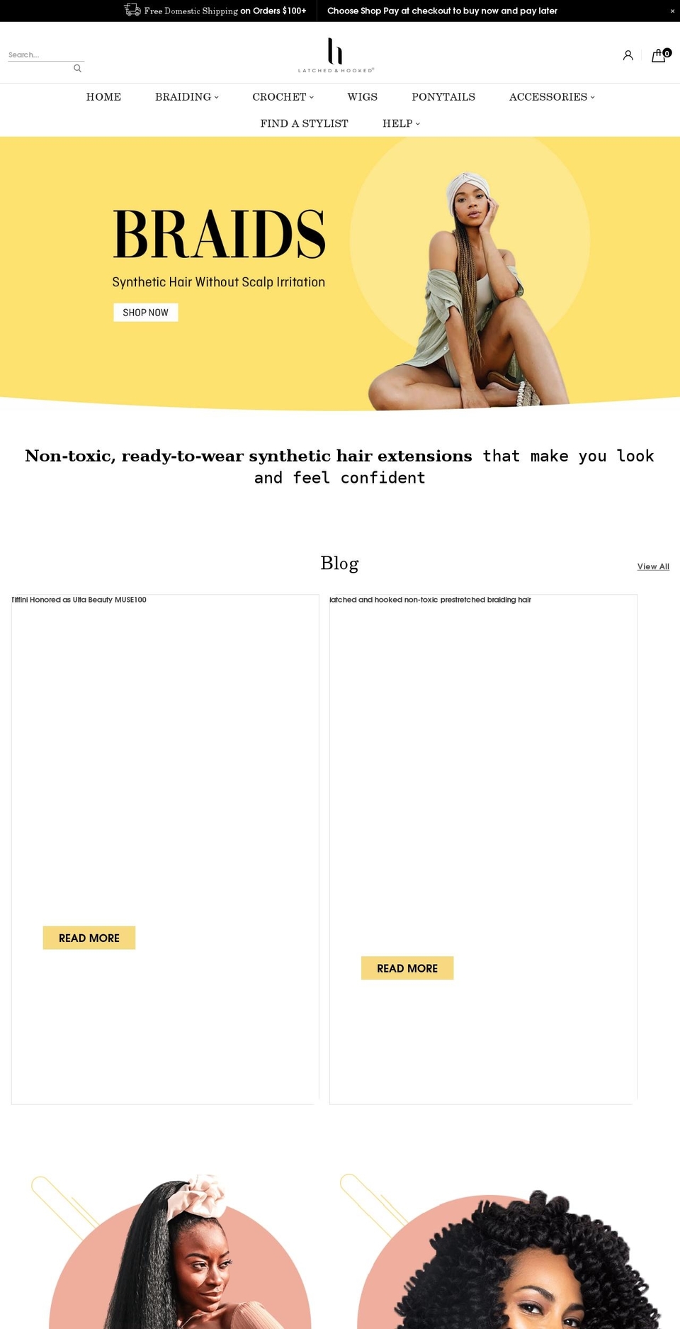 latchedandhooked.myshopify.com shopify website screenshot