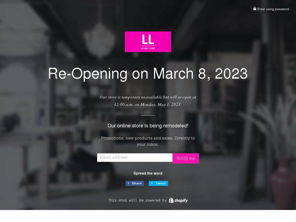 latchkeylathers.com shopify website screenshot