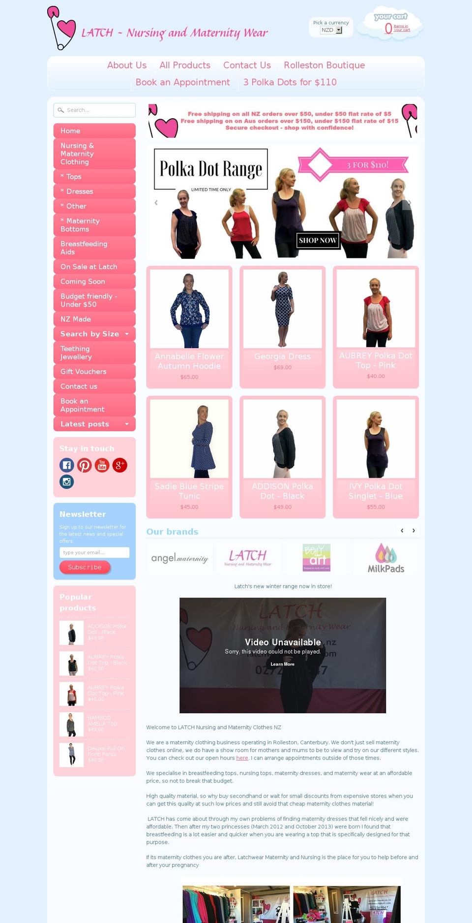 latchwear.co.nz shopify website screenshot