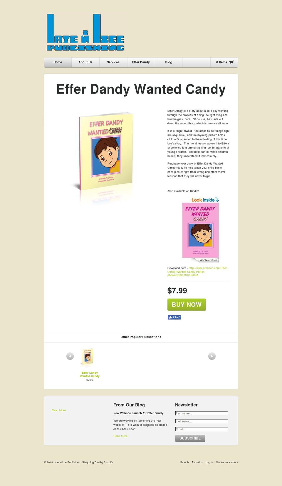 late-in-life-publishing.com shopify website screenshot