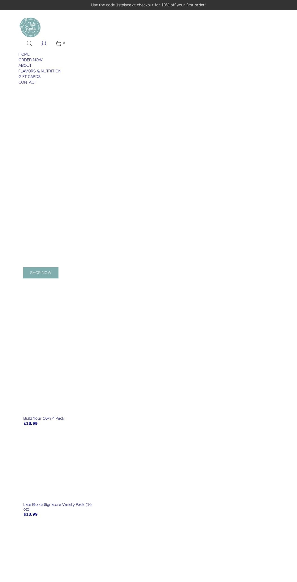 latebrakecoffee.com shopify website screenshot