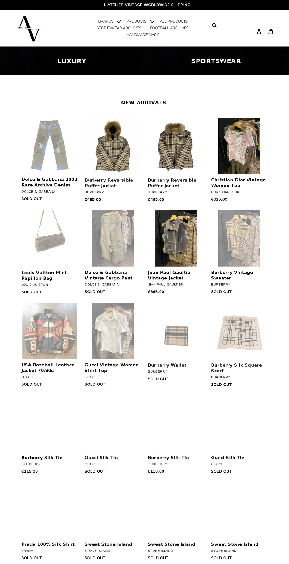 latelier-vintage.com shopify website screenshot