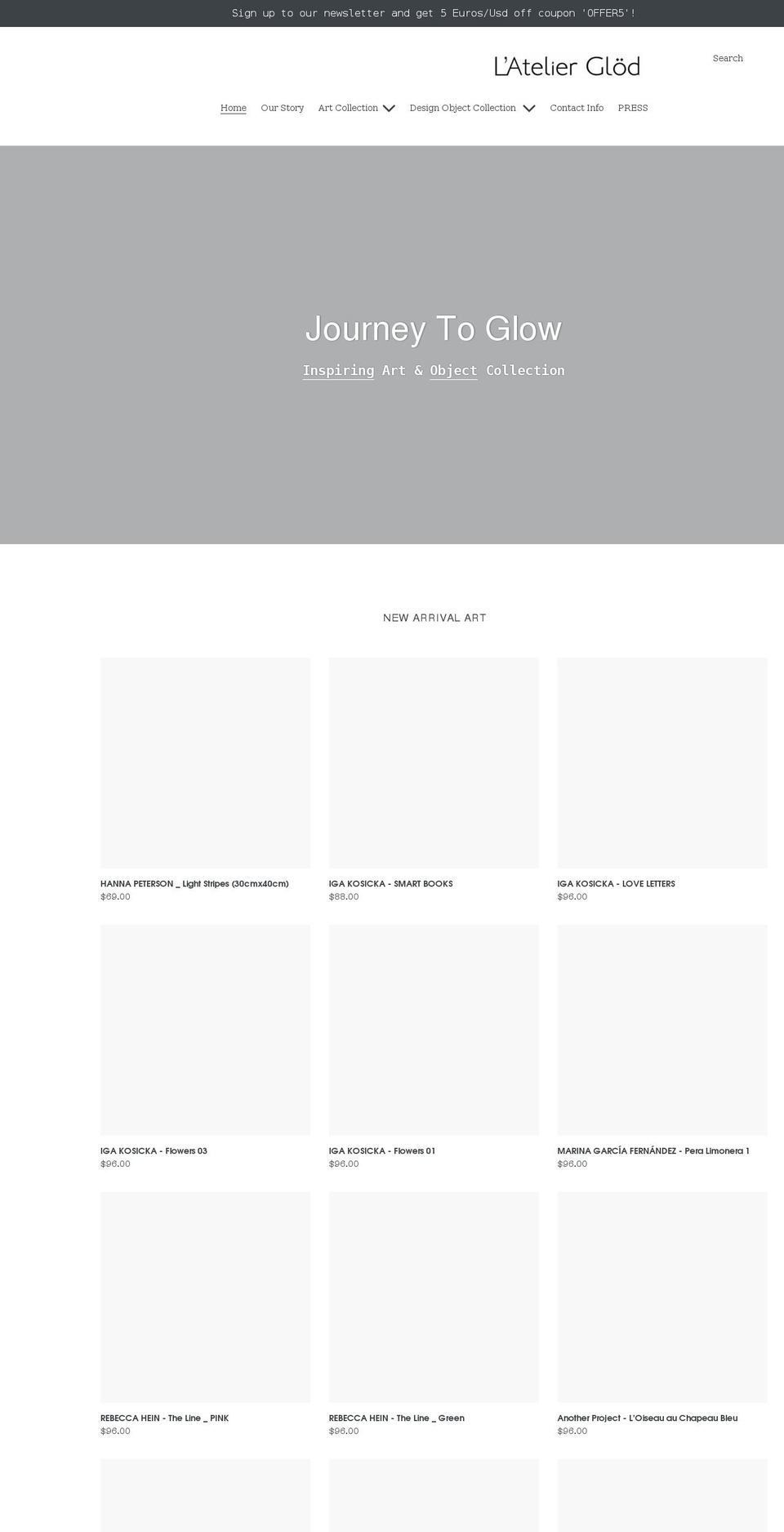 latelierglod.com shopify website screenshot