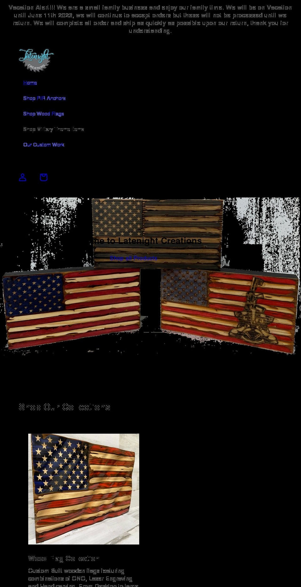 latenightcreations.com shopify website screenshot