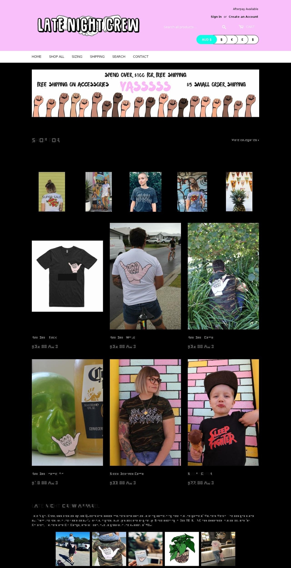 latenightcrewapparel.com — Shopify storefront screenshot
