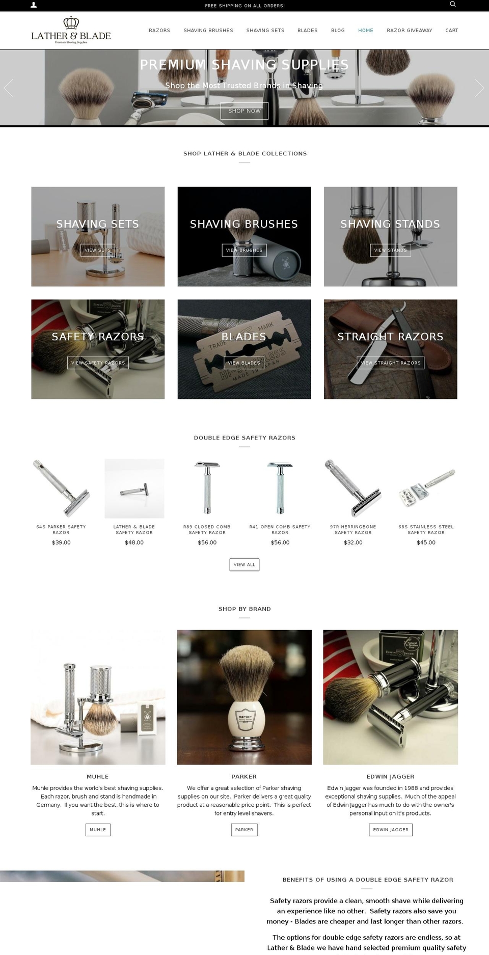 latherandblade.com — Shopify storefront screenshot