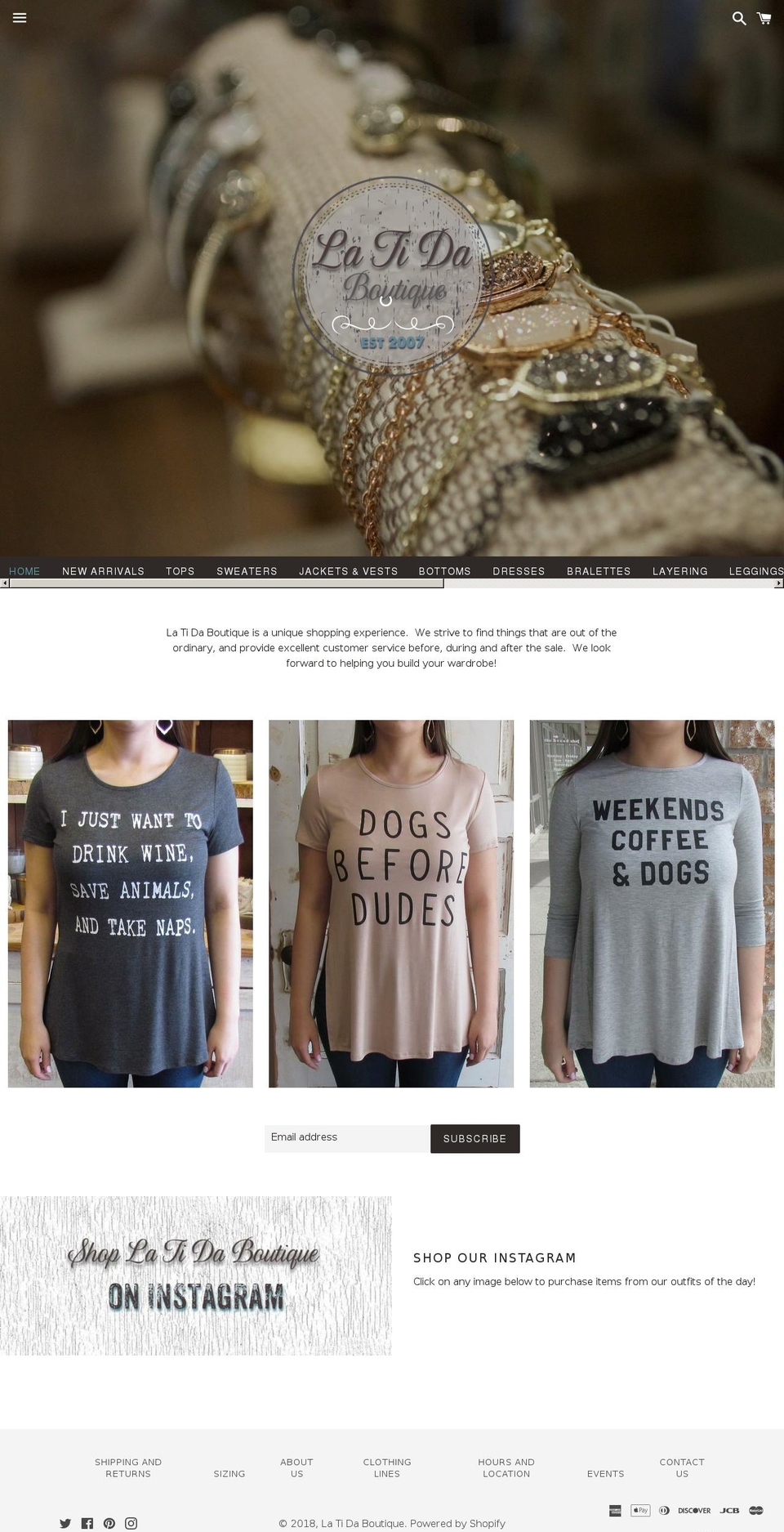 latidaboutique.net shopify website screenshot