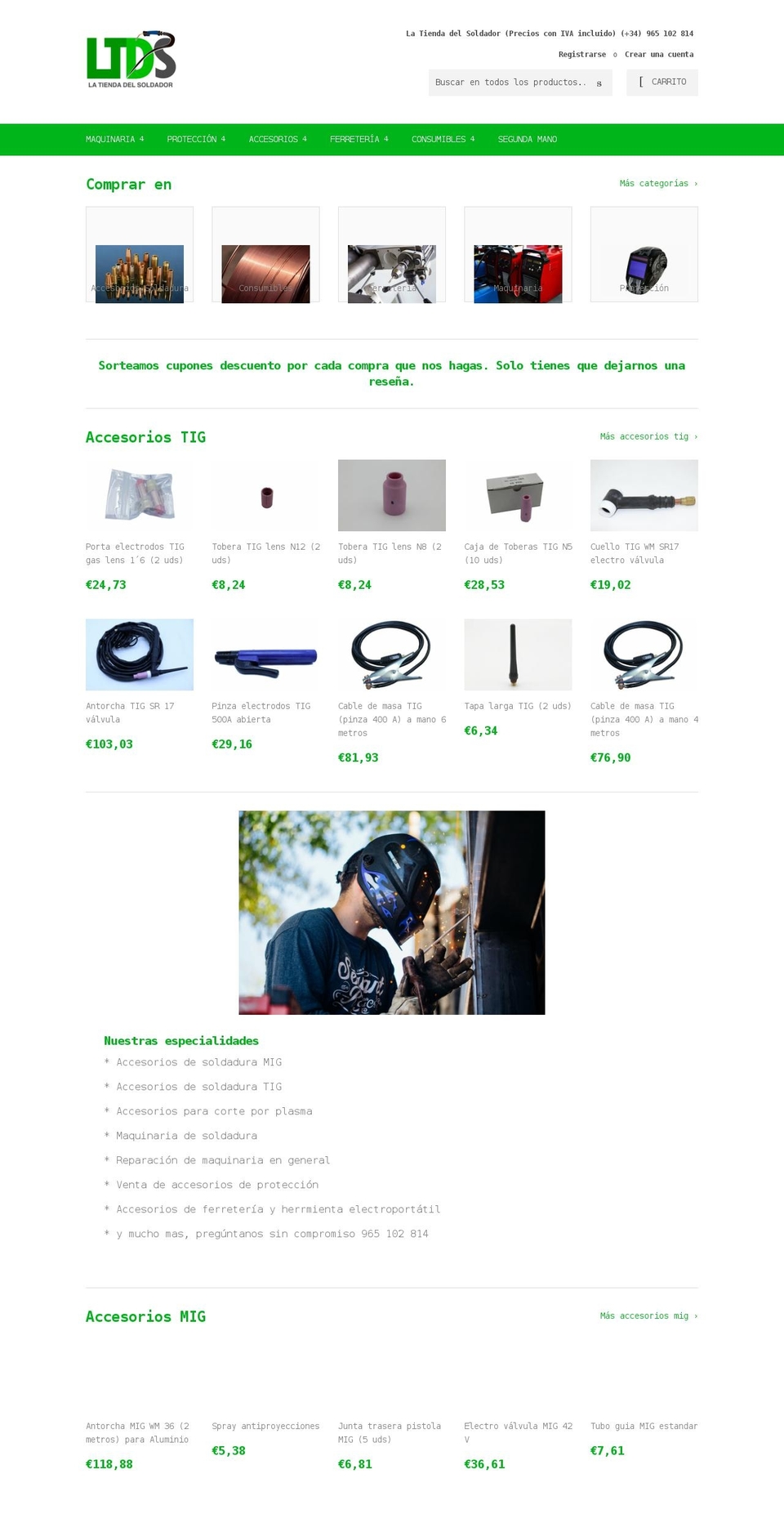 latiendadelsoldador.com shopify website screenshot