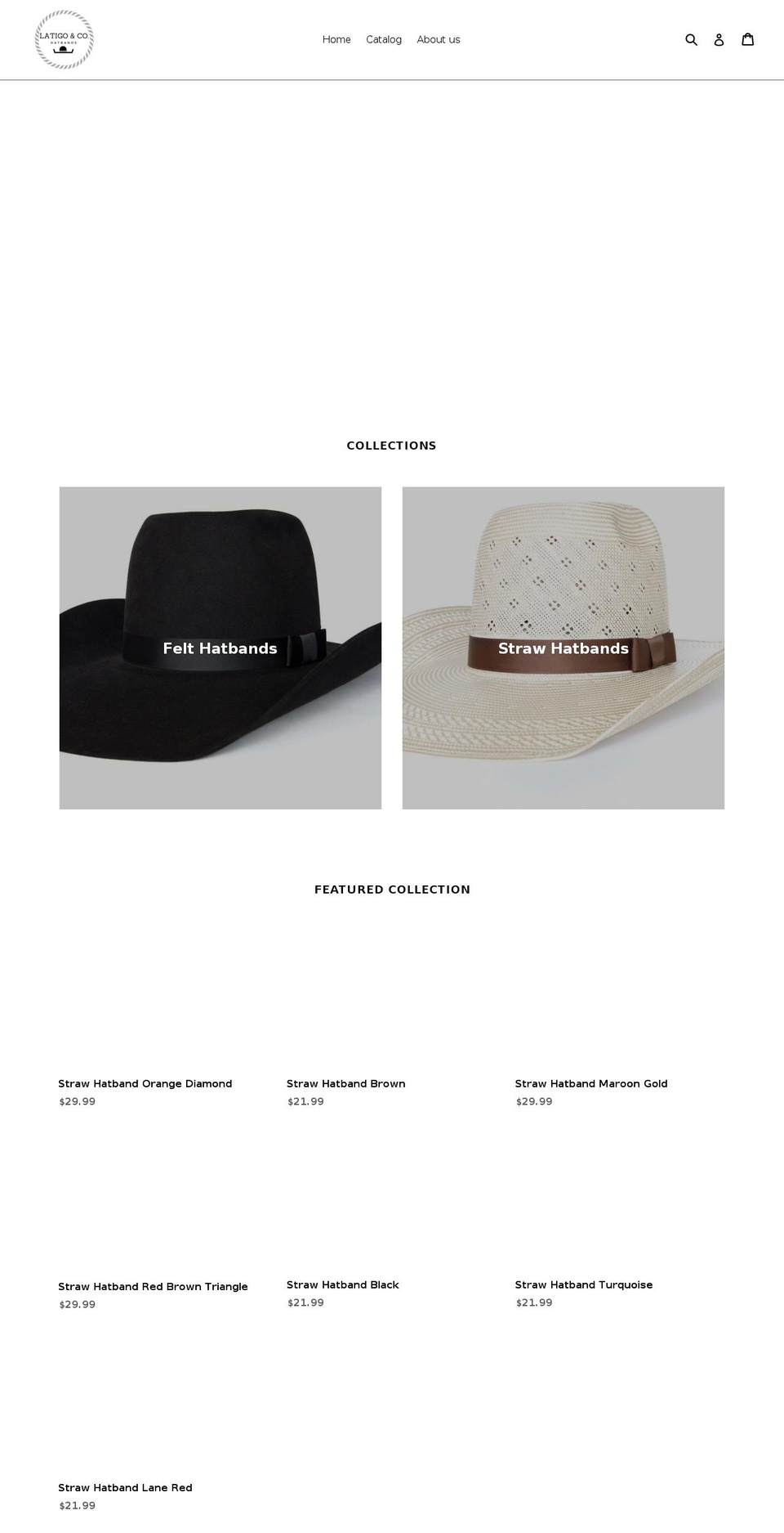 latigocompanyhatbands.com — Shopify storefront screenshot