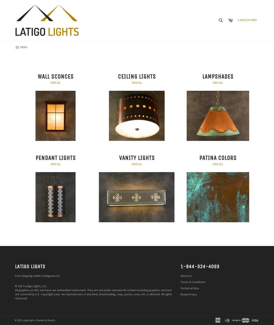latigolights.com shopify website screenshot