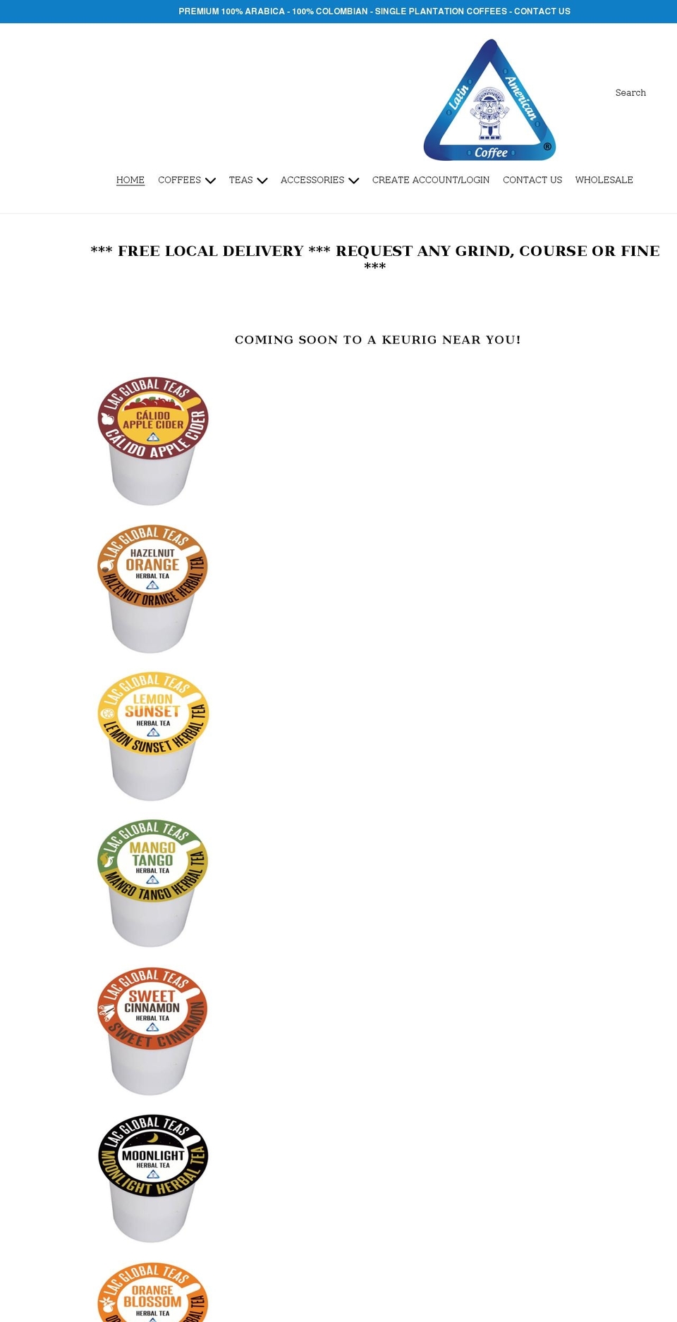 latinamericancoffees.com shopify website screenshot