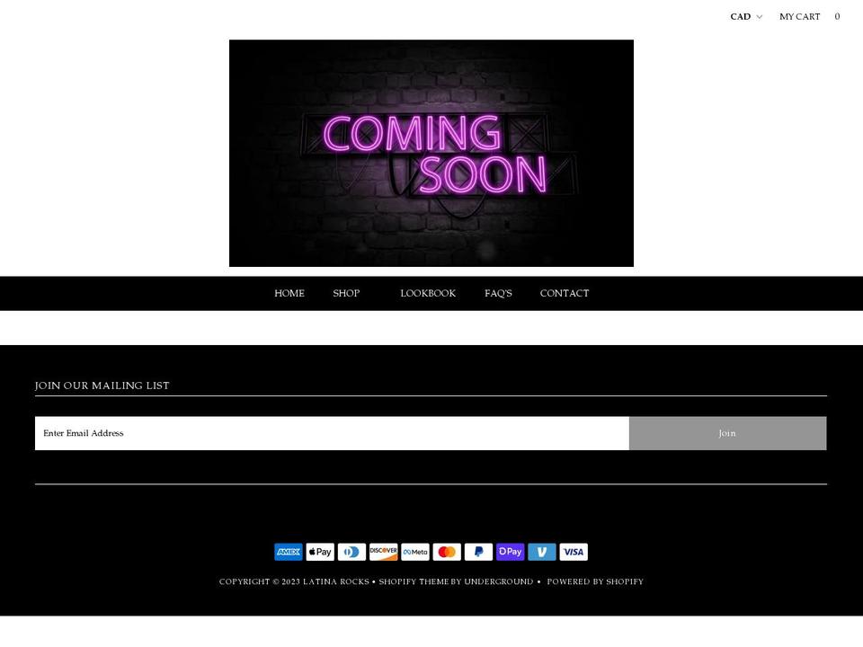 latinarocks.com shopify website screenshot