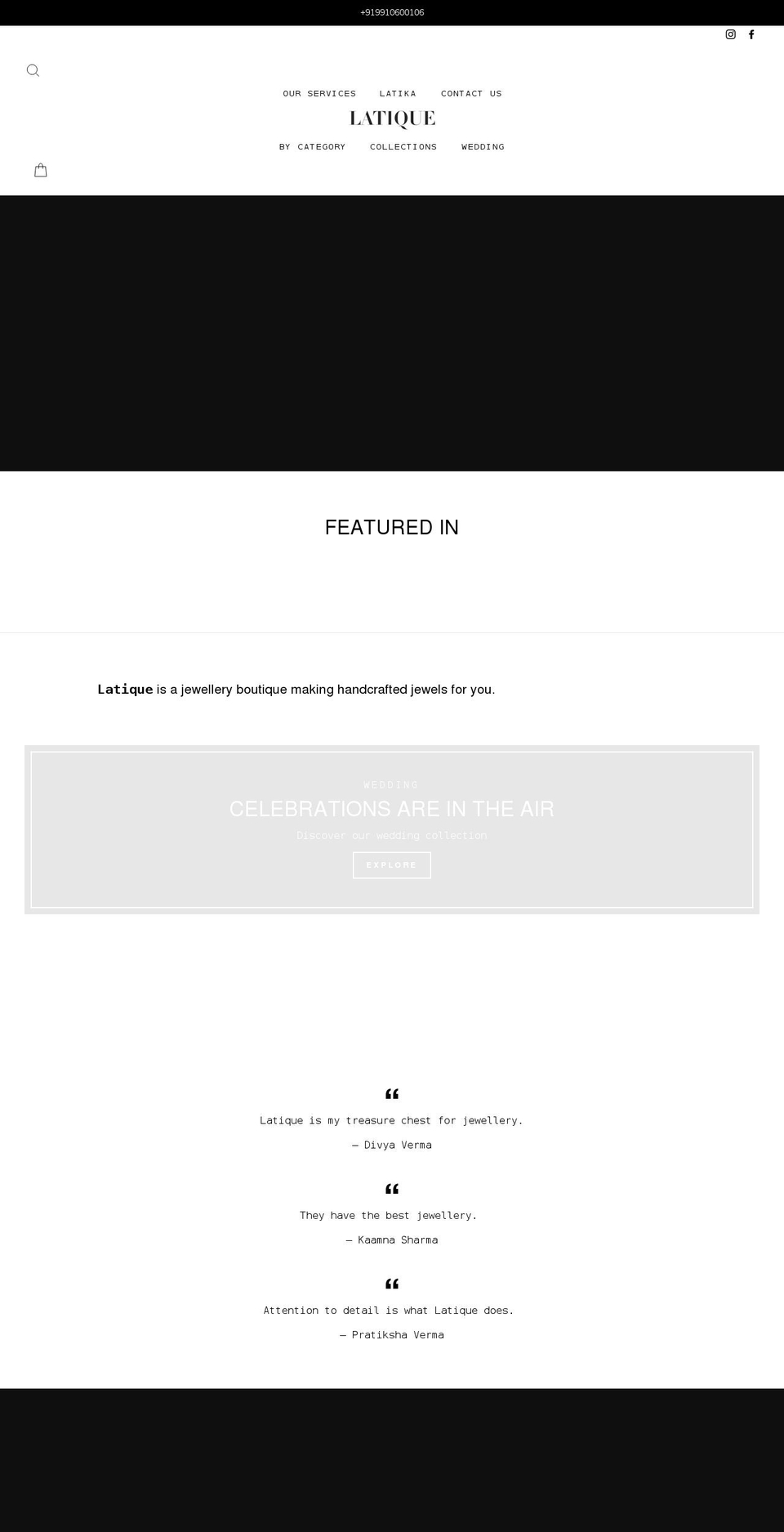 latique.in shopify website screenshot