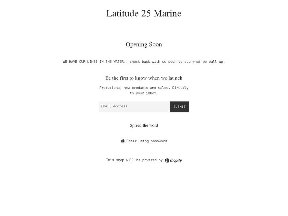 latitude25marine.com shopify website screenshot