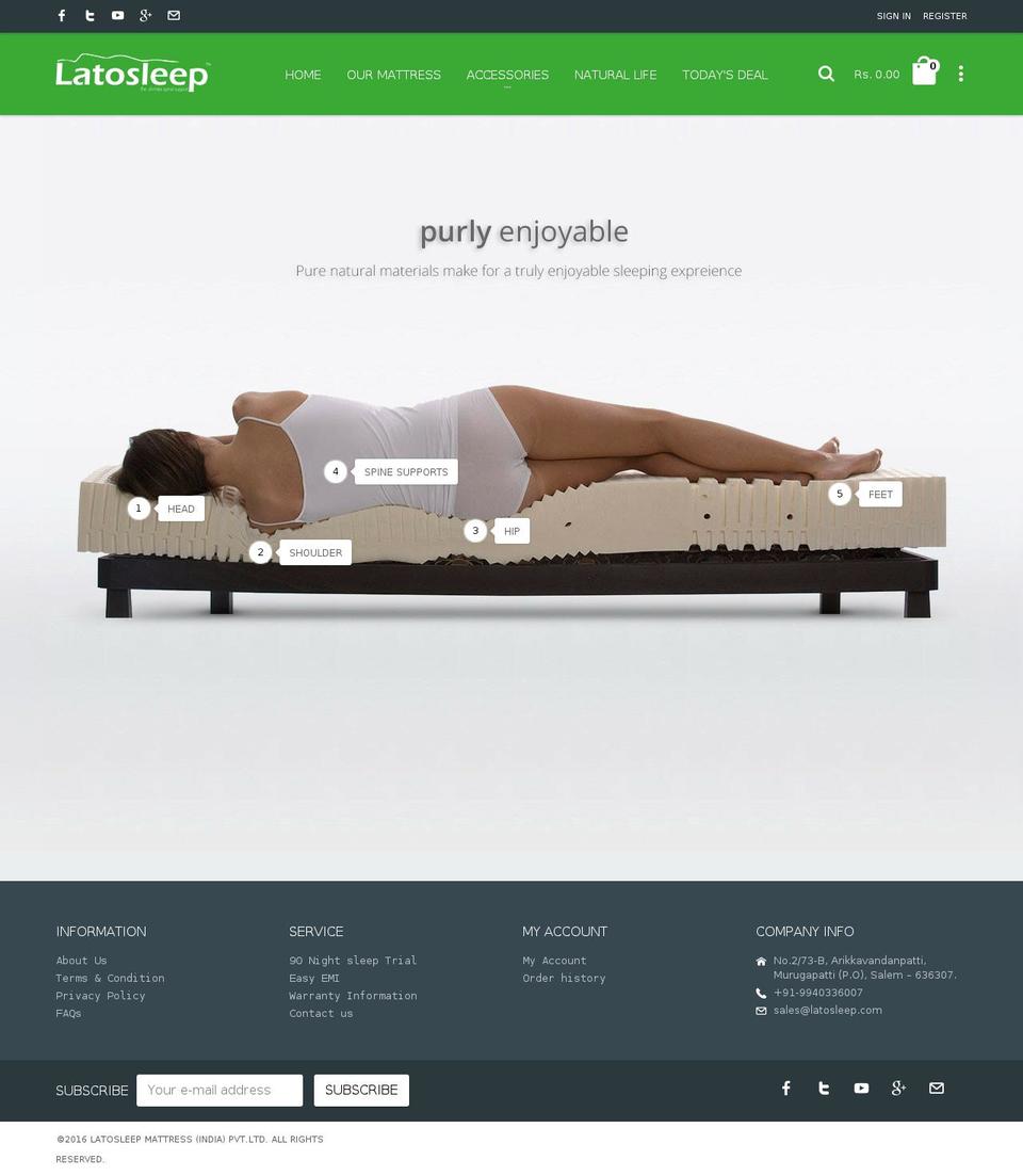 latosleep.com shopify website screenshot