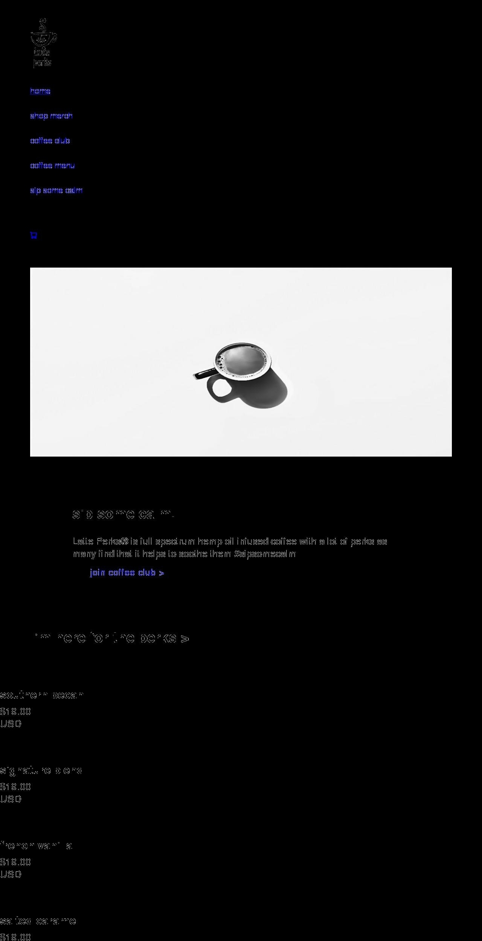latteperks.com shopify website screenshot