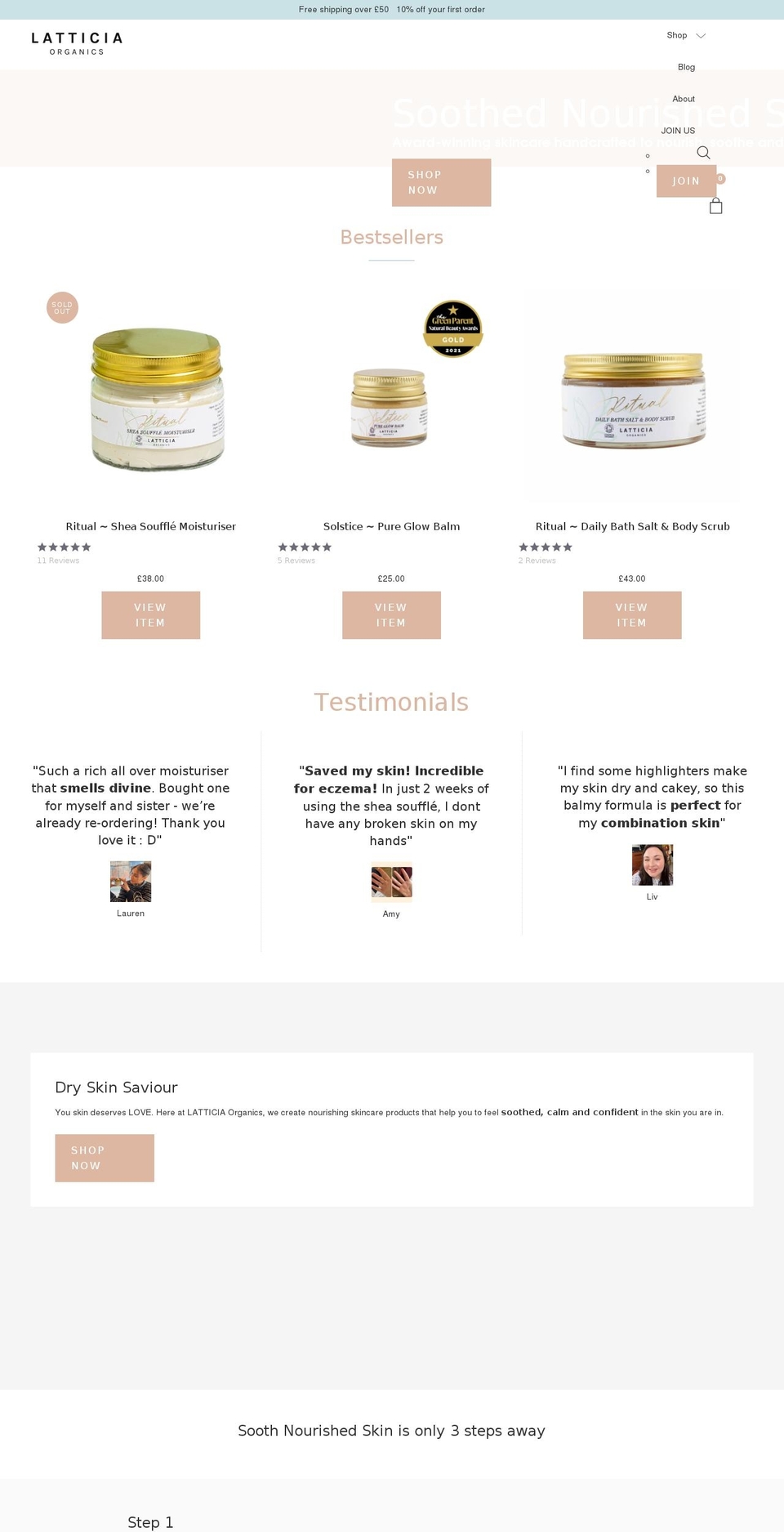 latticiaorganics.com shopify website screenshot