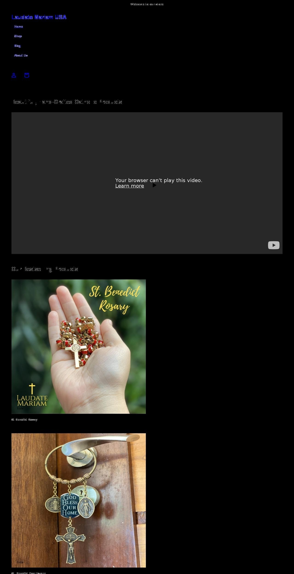 laudatemariam-usa.com shopify website screenshot