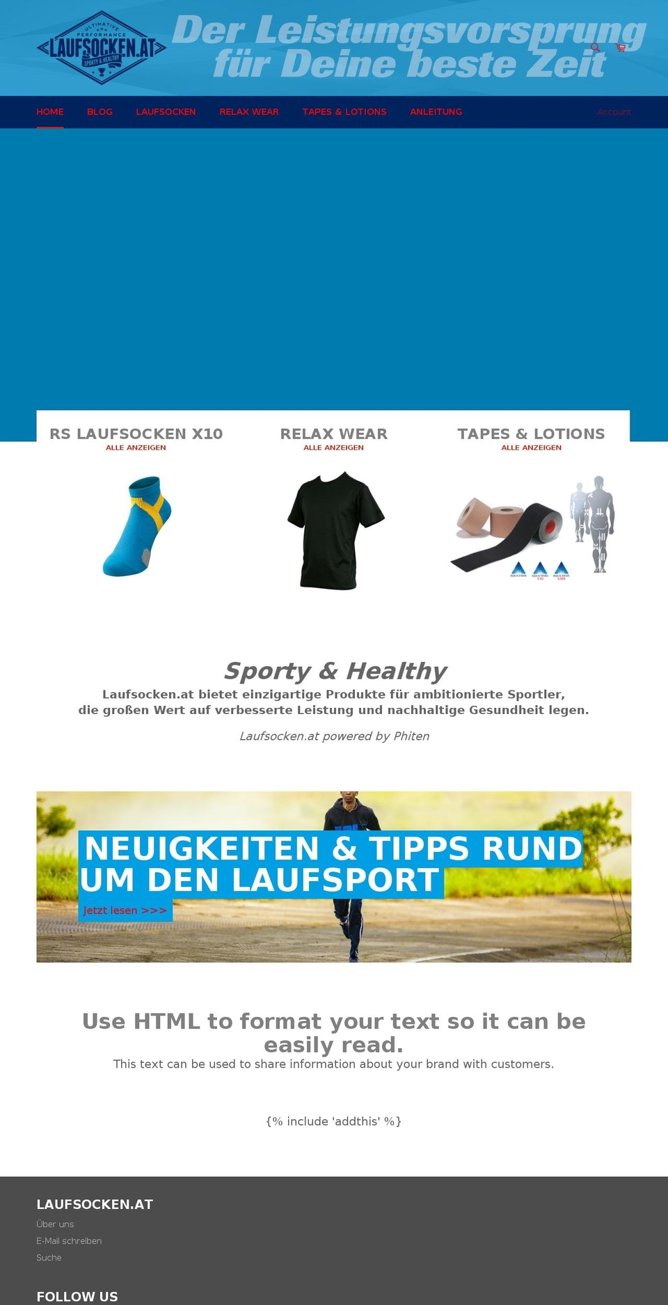 laufsocken.at shopify website screenshot