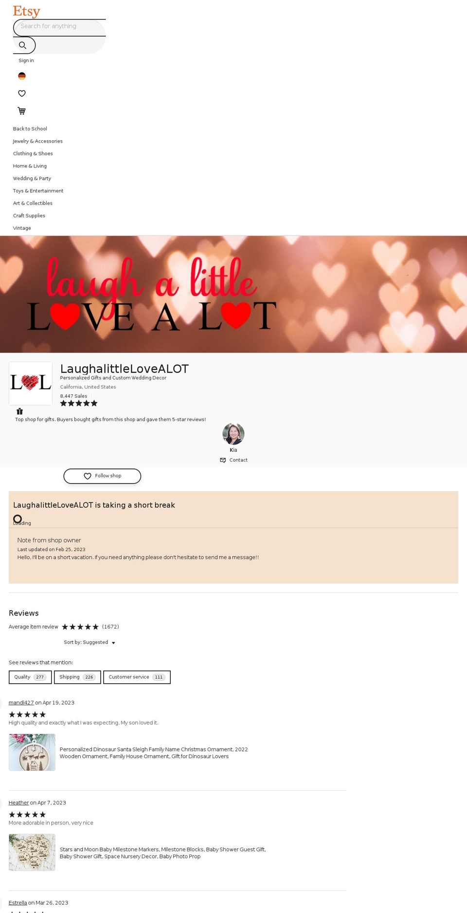 laughalittlelovealot.com shopify website screenshot