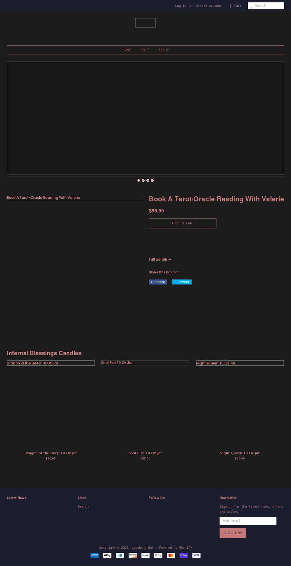 laughingbatcandles.com shopify website screenshot