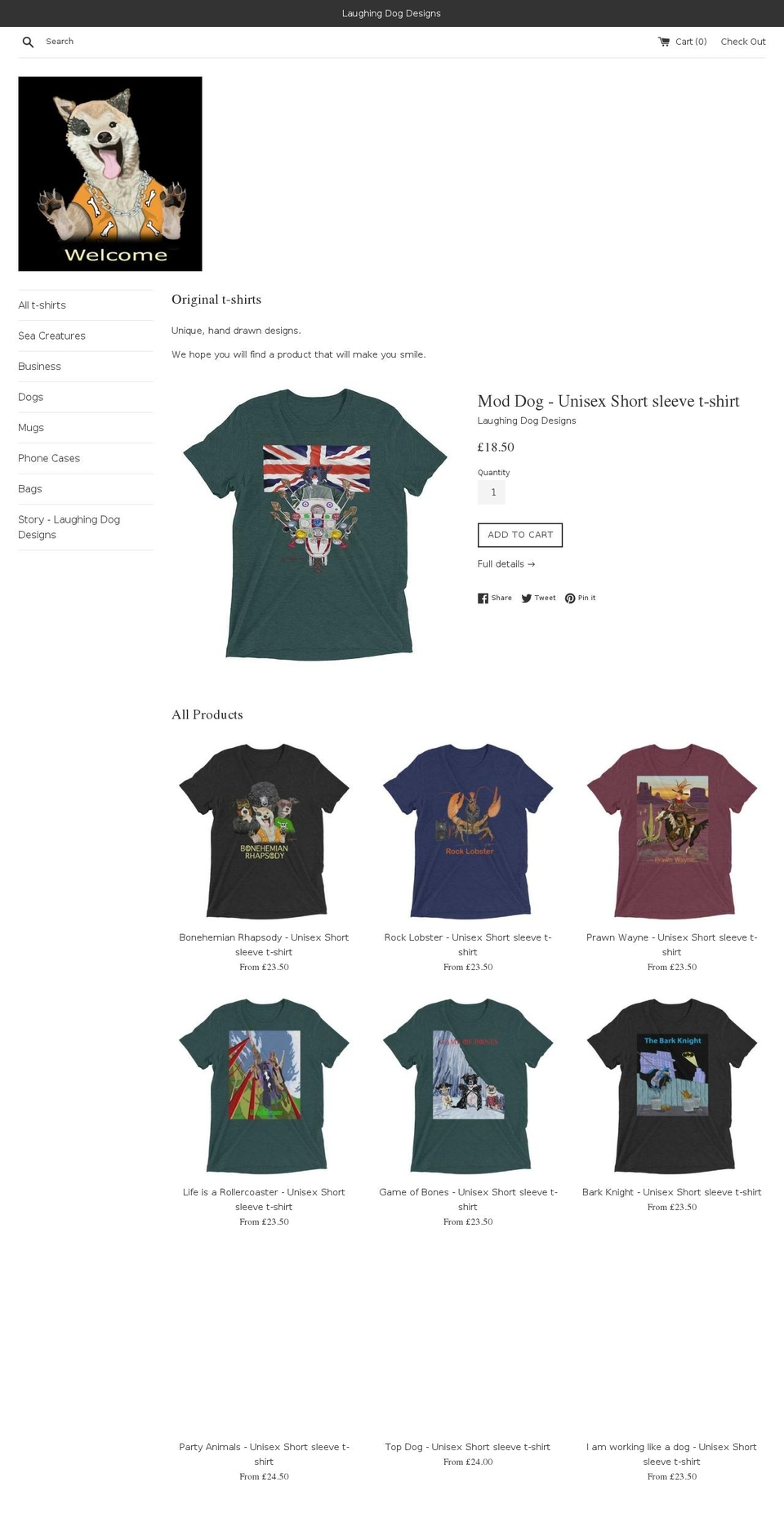 laughingdogdesigns.com — Shopify storefront screenshot