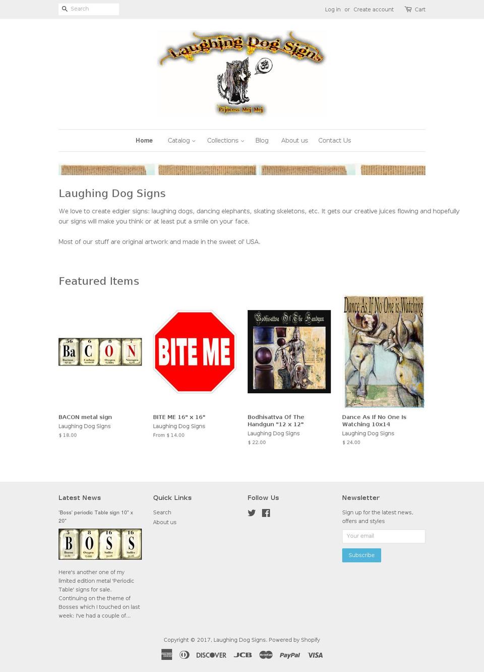 laughingdogsigns.com shopify website screenshot