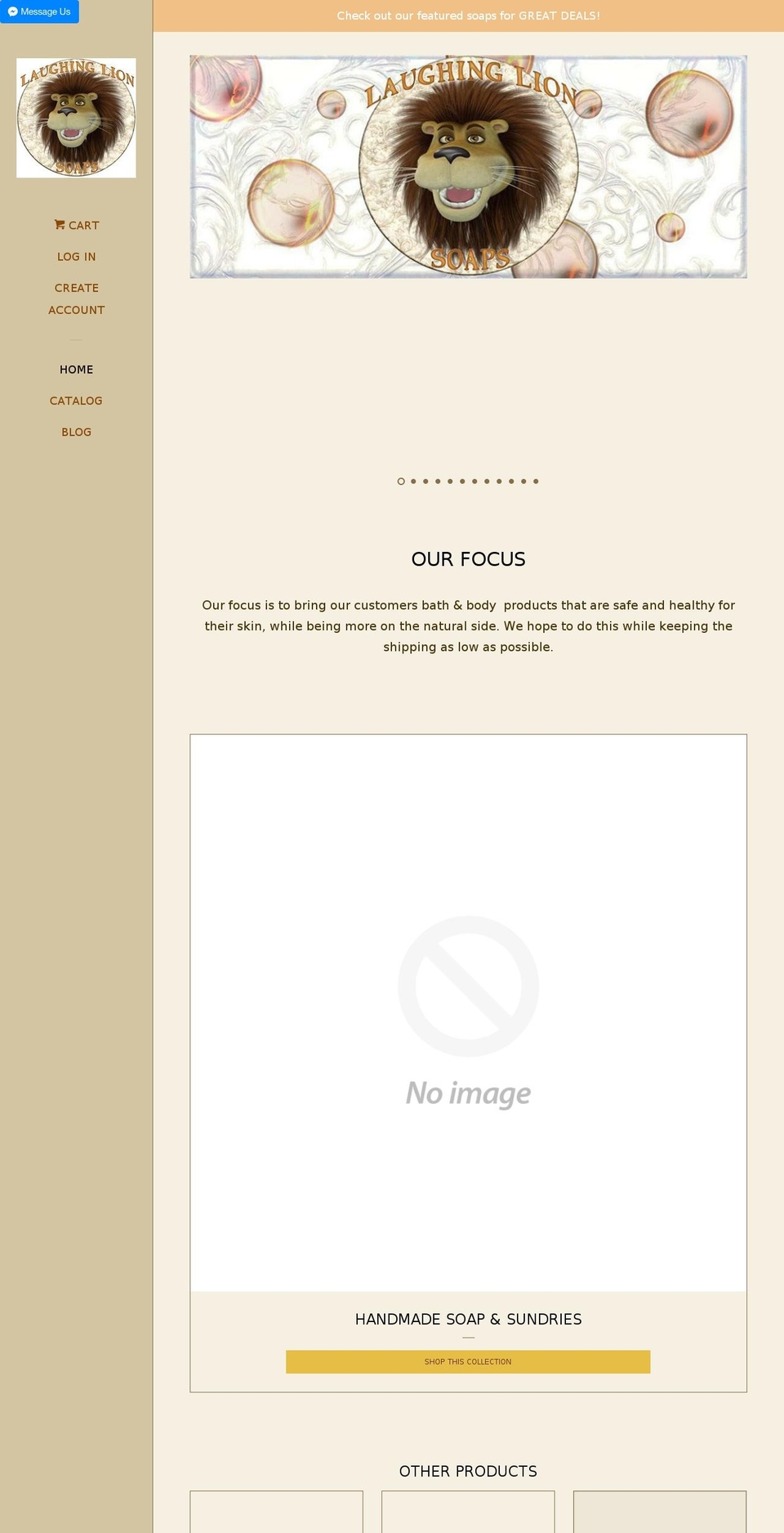 laughinglionsoaps.com — Shopify storefront screenshot