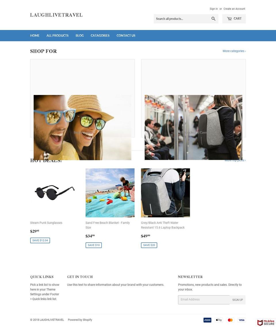 laughlivetravel.com — Shopify storefront screenshot