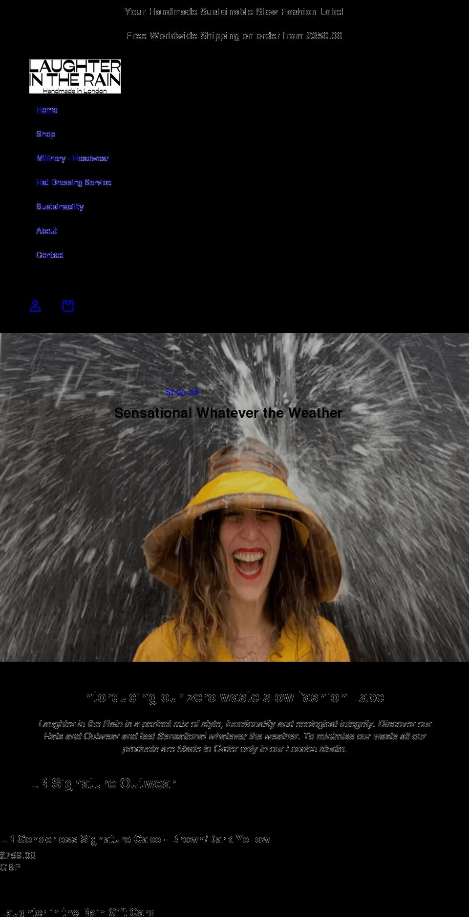 laughterintherain.com shopify website screenshot