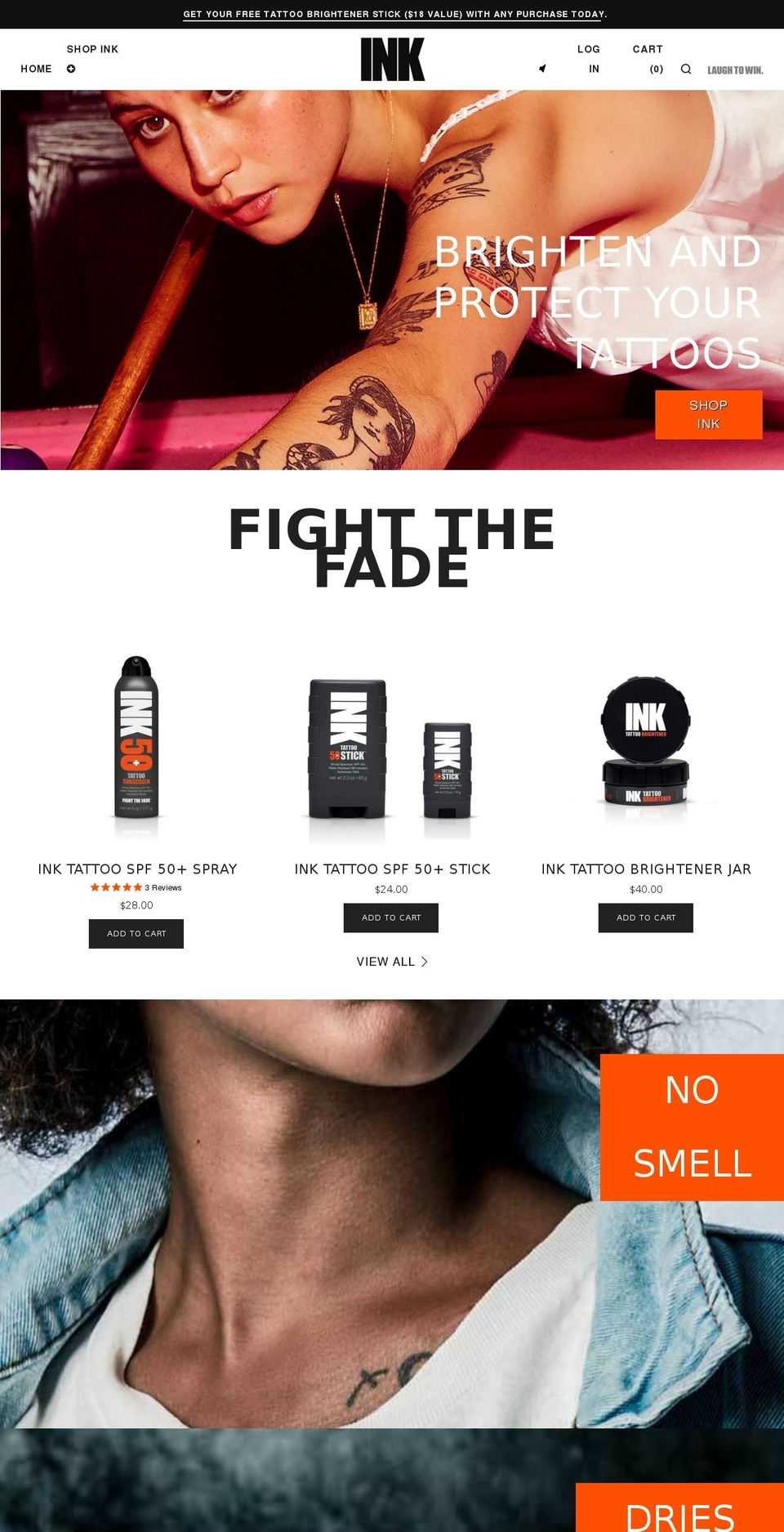 INK THEME Shopify theme site example laughtowin.com