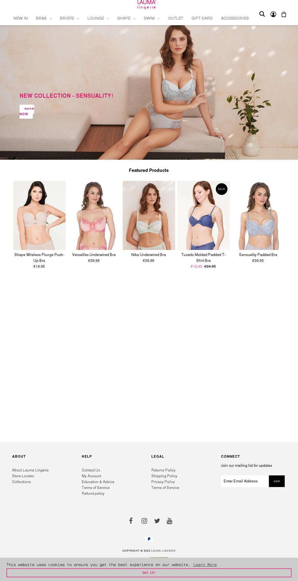 laumalingerie.com shopify website screenshot