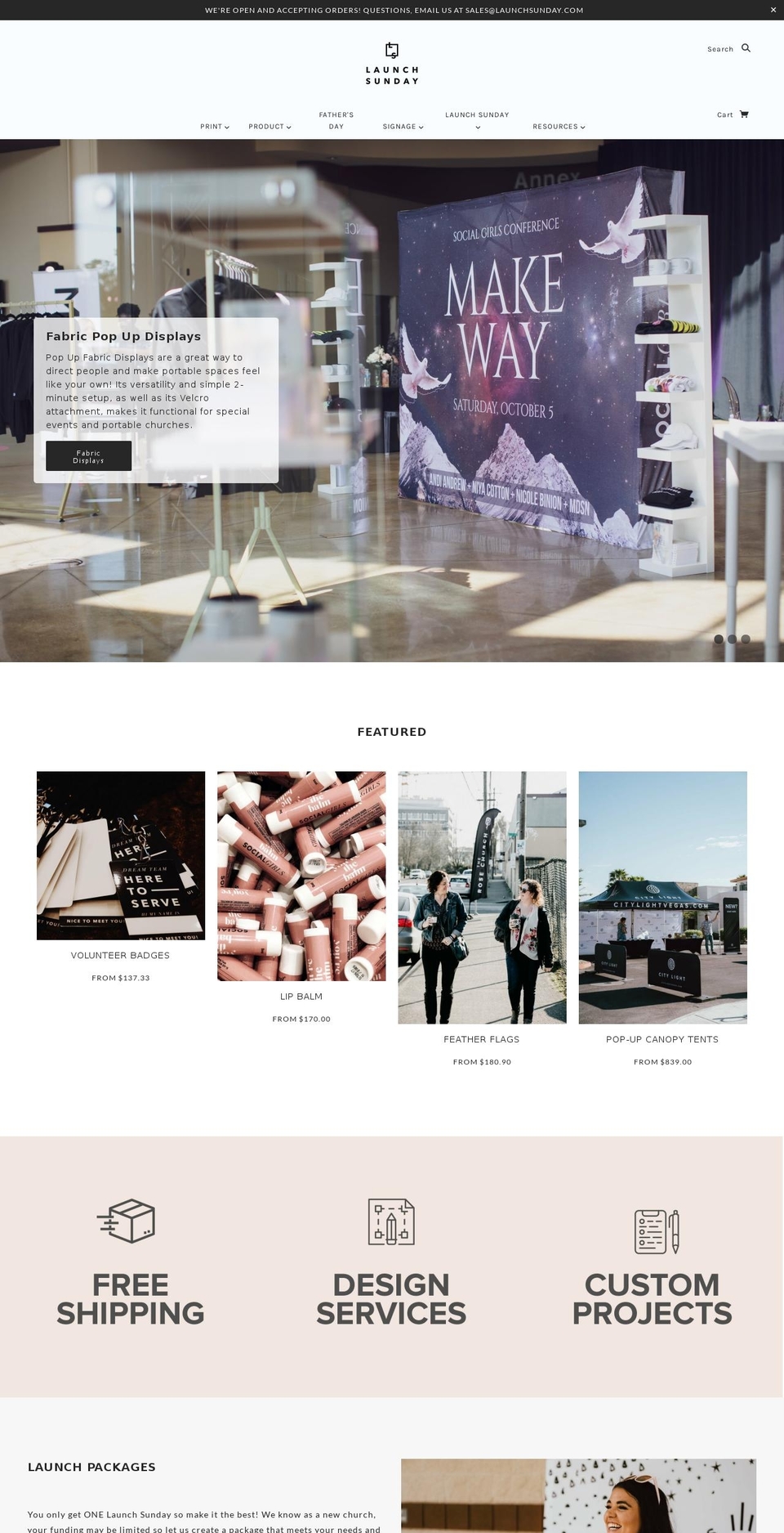 launchsunday.com shopify website screenshot