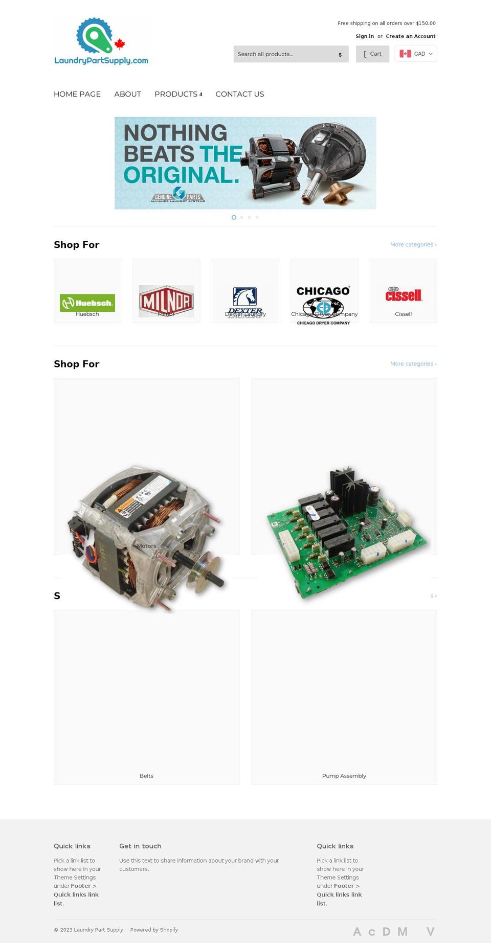 laundrypartsupply.org shopify website screenshot