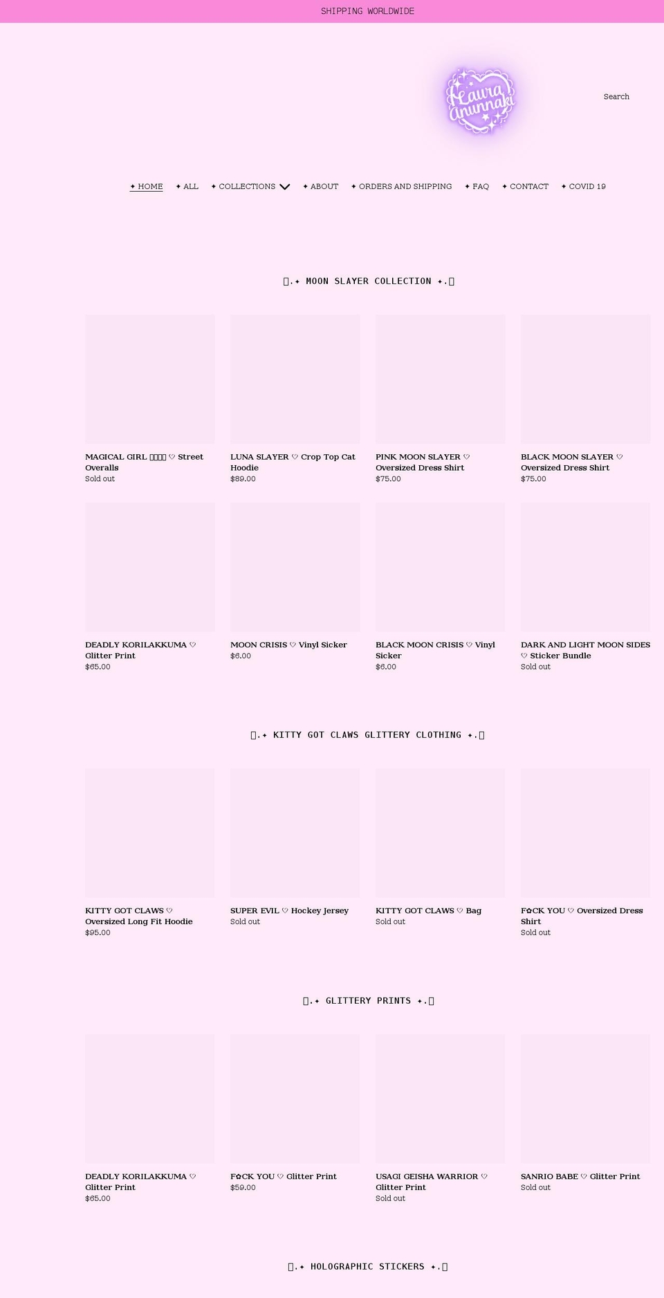 lauraanunnaki.com shopify website screenshot