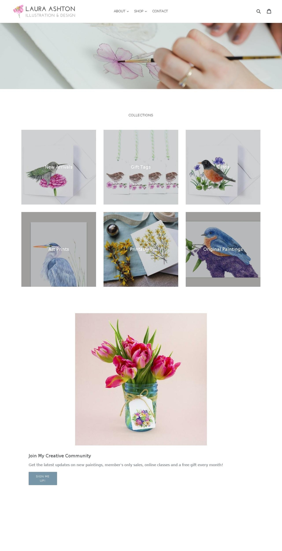 lauraashtonartist.com — Shopify storefront screenshot