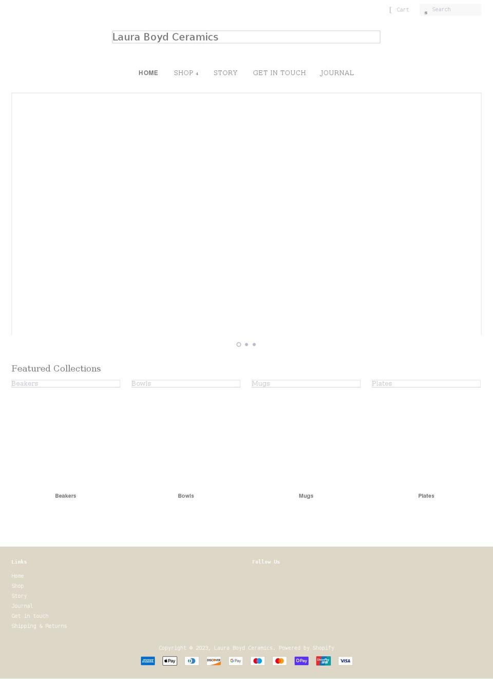 lauraboydceramics.com shopify website screenshot