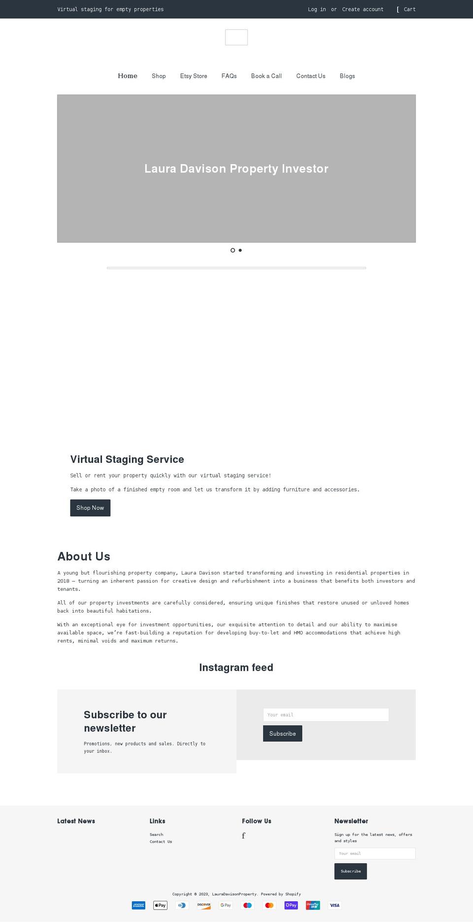lauradavisonproperty.co.uk shopify website screenshot