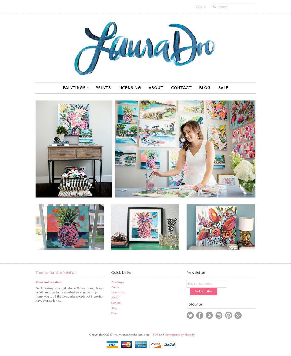lauradrodesigns.com shopify website screenshot