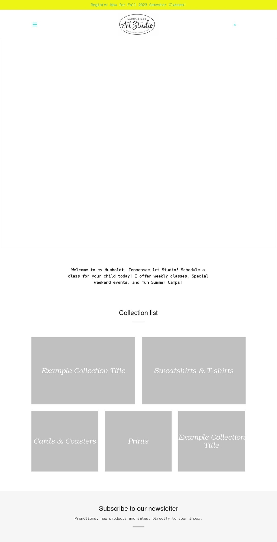lauragilesart.com shopify website screenshot