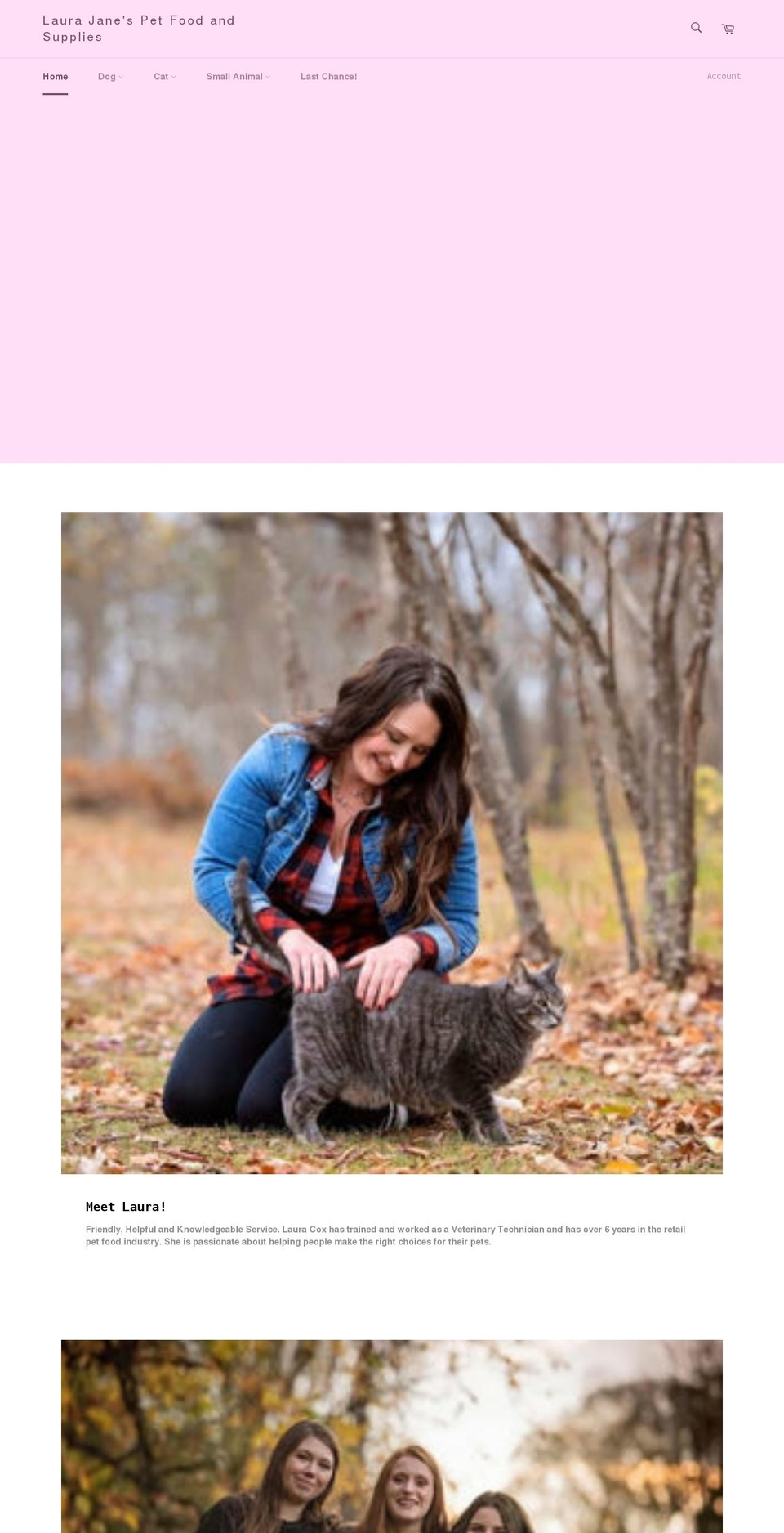 laurajanespetfood.com shopify website screenshot