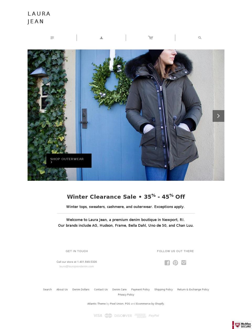 laurajeandenim.com shopify website screenshot