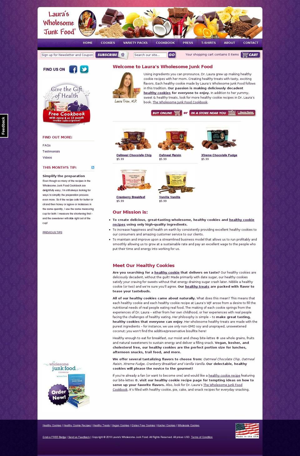 laurashealthycookies.com — Shopify storefront screenshot