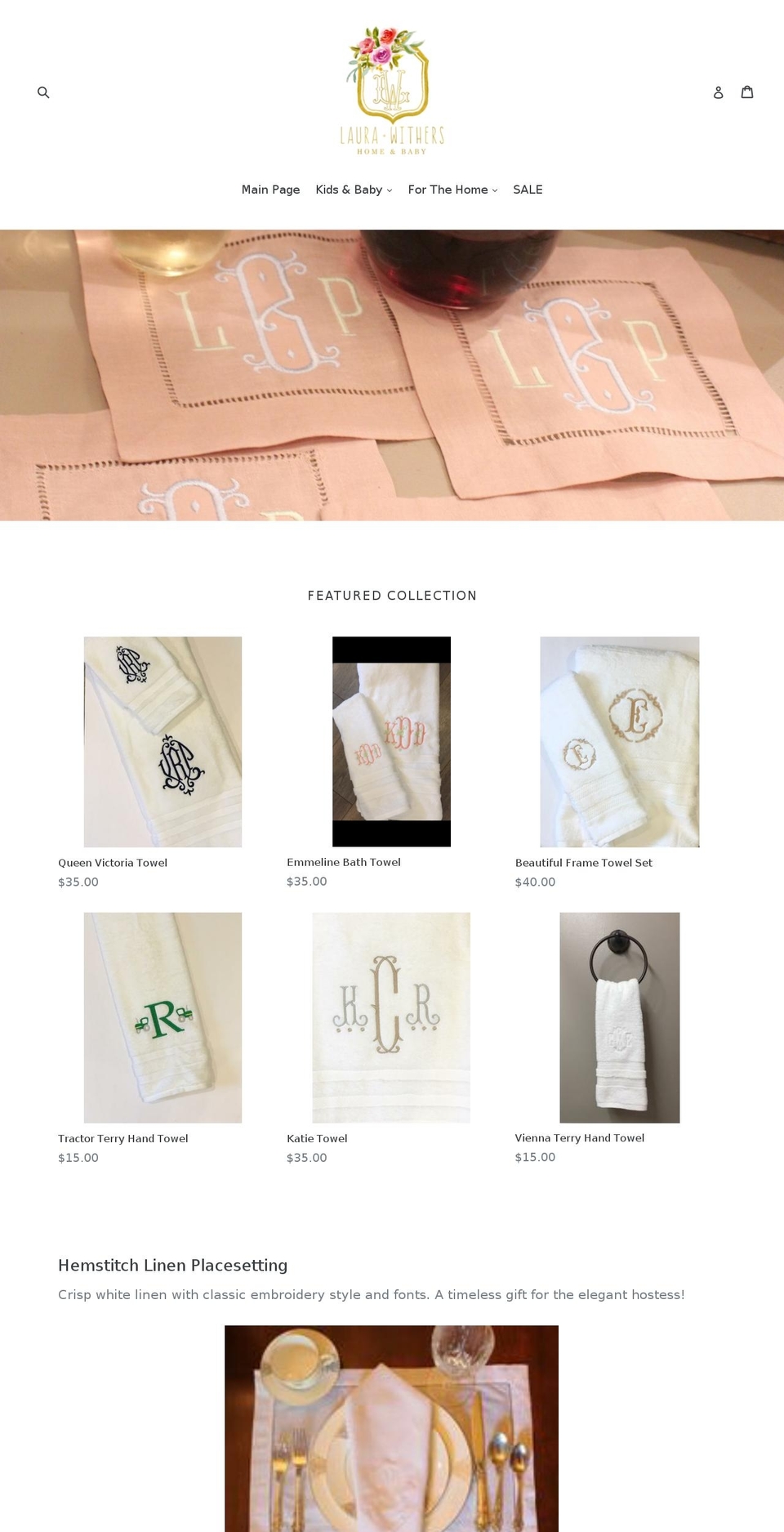 laurawithershomeandbaby.com — Shopify storefront screenshot